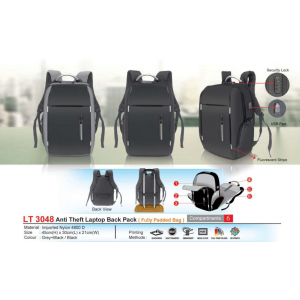[Anti Theft Bag] Anti Theft Laptop Back Pack (Full Padded Bag) - LT3048